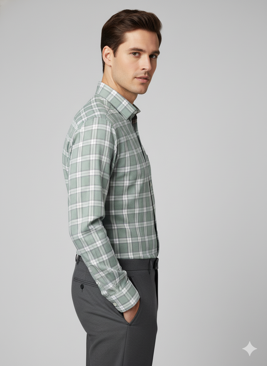 Premium Cotton Mint Green Shirt - Image 2