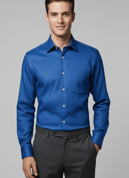 Giza Cotton Royal Blue Solid Shirt