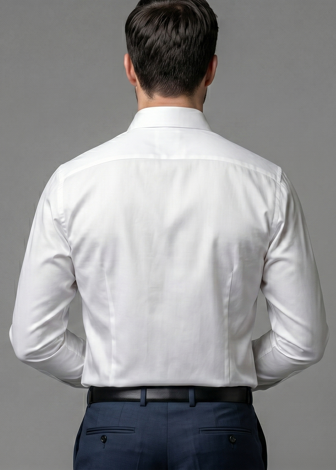 Premium White Giza Cotton Shirt with Black Buttons – Luxury Formal Shirt for Men - Image 3
