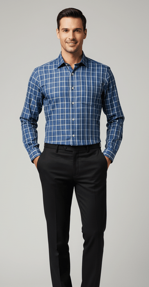Blue Checks Shirt - Image 4